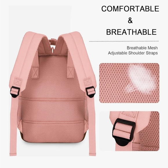 NWT Goloni Pink Laptop Backpack w/ USB Charging Port – Fits Up to 16”Laptop - Picture 7 of 8
